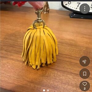 Clare V. Yellow Leather Tassel Keychain